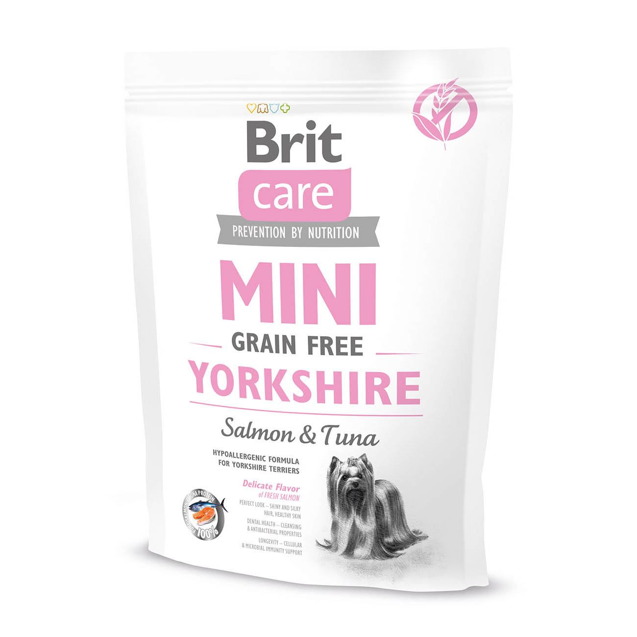 Беззерновой сухой корм для собак породы йоркширский терьер Brit Care Sensitive Grain Free Yorkshire, с лососем и тунцом, 0,4 кг - фото 1
