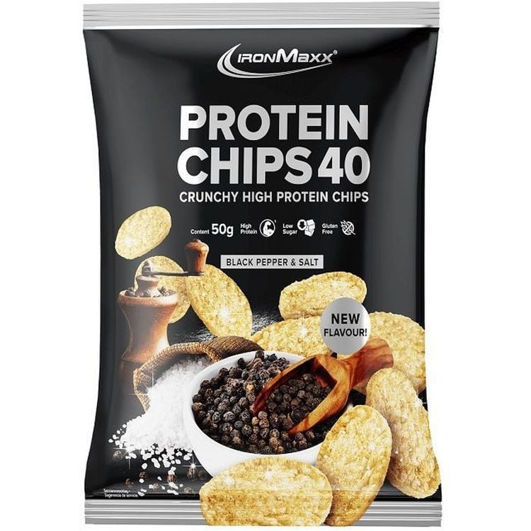 Протеїнові чипси IronMaxx Protein Chips 40 Сіль з перцем 50 г - фото 1