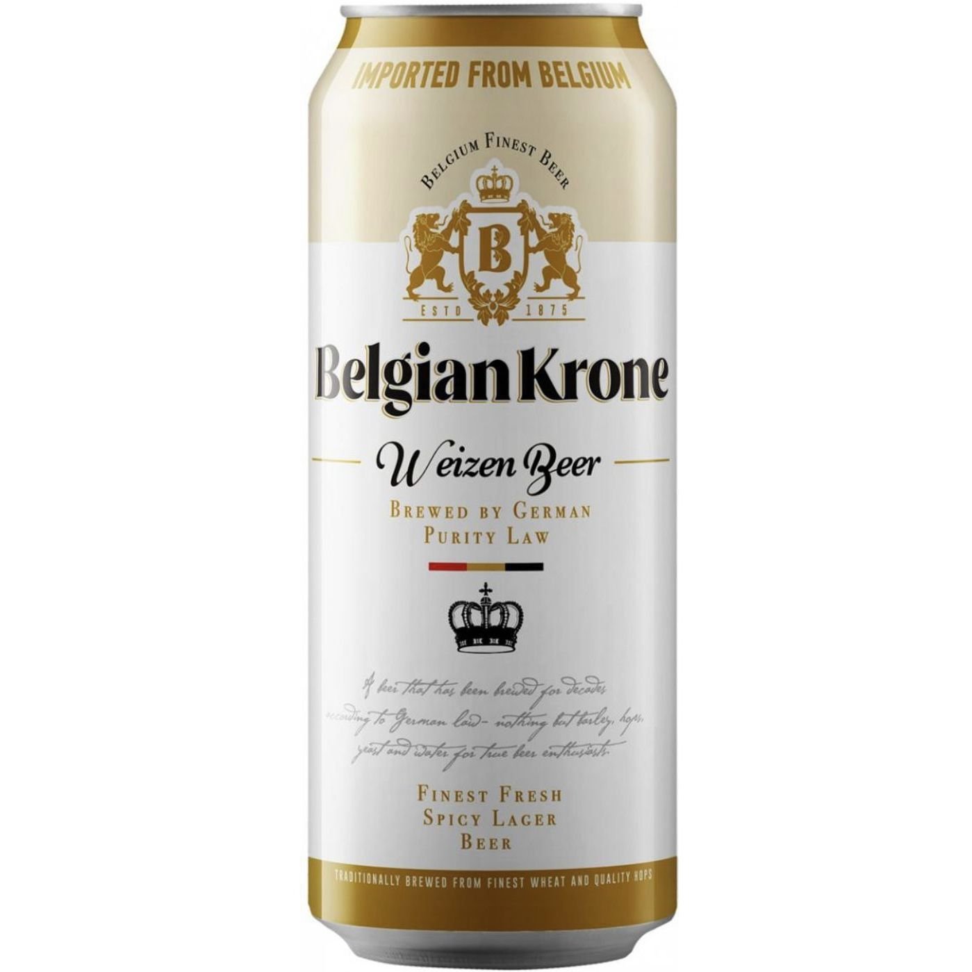 Пиво Belgian Krone Weizen, світле, нефільтроване, 5%, з/б, 0,5 л - фото 1