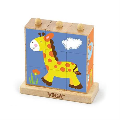Дерев'яні кубики-пірамідка Viga Toys Звірята, 9 елементів (50834) - фото 2