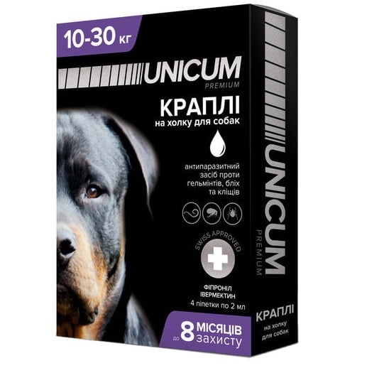 Краплі Unicum Complex Рremium від гельмінтів, бліх та кліщів для собак,10-30 кг (UN-033) - фото 1