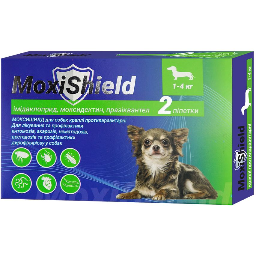 Капли противопаразитарные Fipromax MoxiShield для собак 1-4 кг 2 пипетки 0.6 мл - фото 1