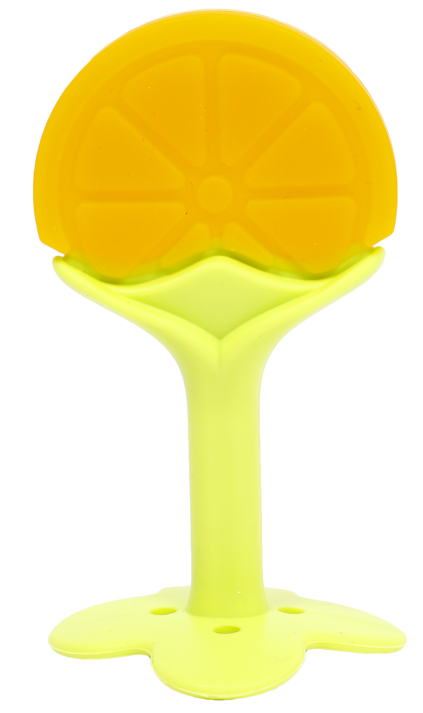 Прорізувач для зубів Lindo Апельсин, силіконовий, помаранчевий з салатовим (LI 320 Апел) - фото 1