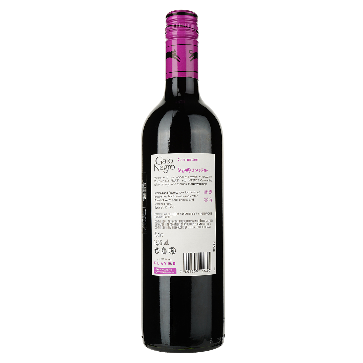 Вино Gato Negro Carmenere, червоне, сухе, 13,2%, 0,75 л - фото 2
