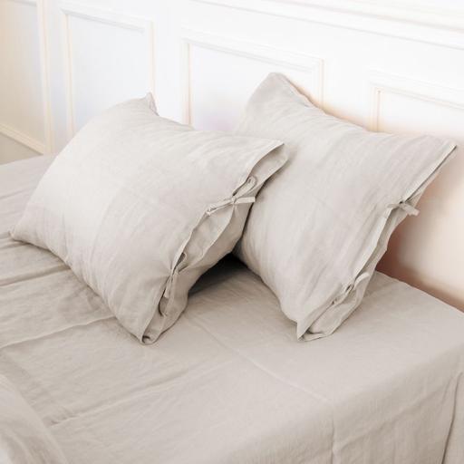 Комплект постельного белья MirSon Natural Linen Jasmine лен полуторный бежево-серый (2200008269036) - фото 5