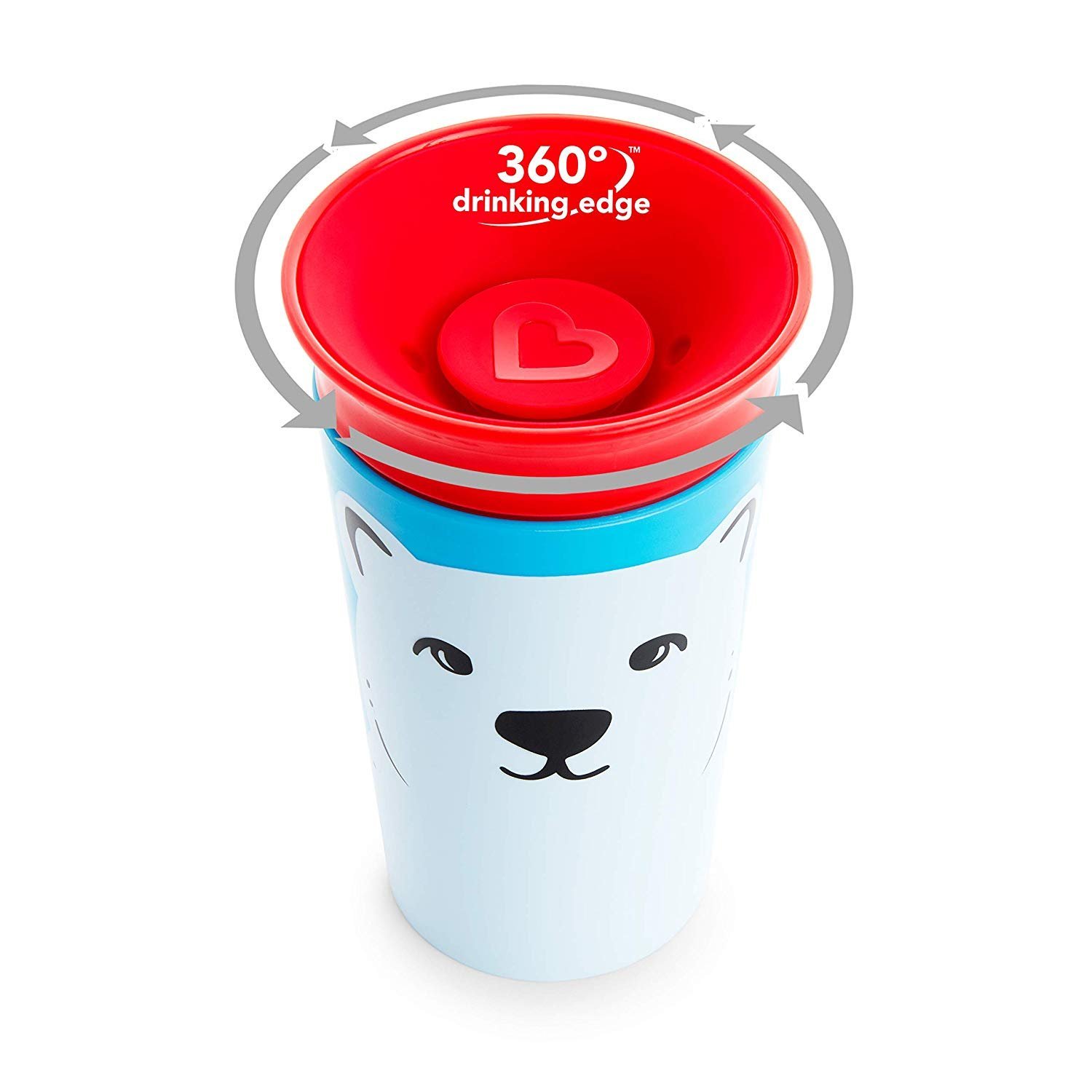 Чашка непроливна Munchkin Miracle 360 WildLove Білий ведмідь, 266 мл, червоний (051779) - фото 2