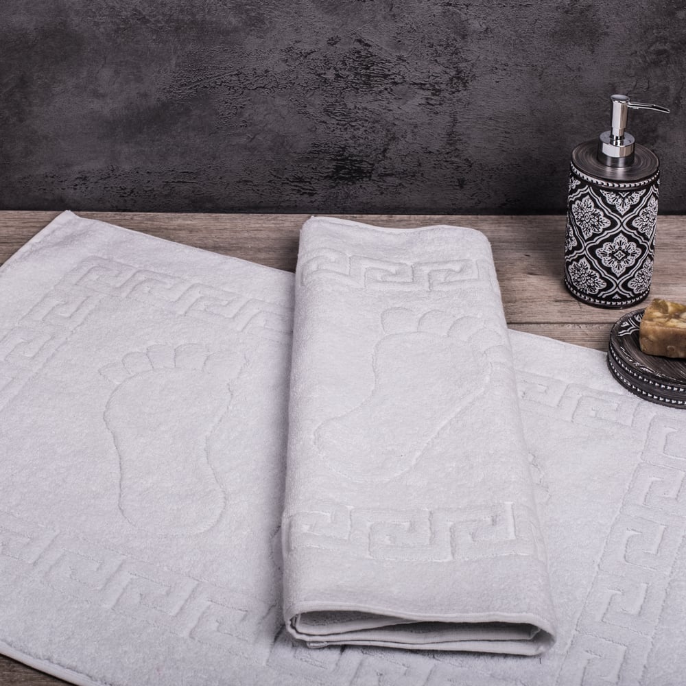 Рушник для ніг Aisha Home Ніжки, махровий, жаккард, 70х50 см, білий (5207) - фото 1