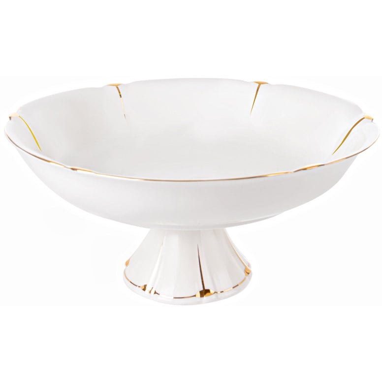 Фото - Прочая столовая посуда Lefard Фруктовниця на ніжці , 30,5 см, білий із золотим  (946-029)