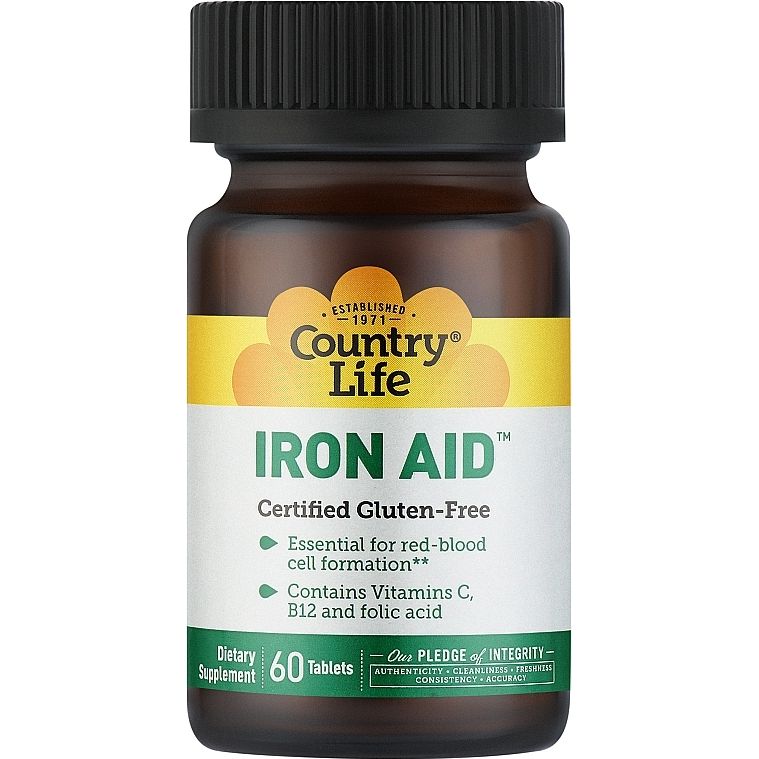 Допомога заліза Country Life Iron Aid 15 мг 60 таблеток - фото 1