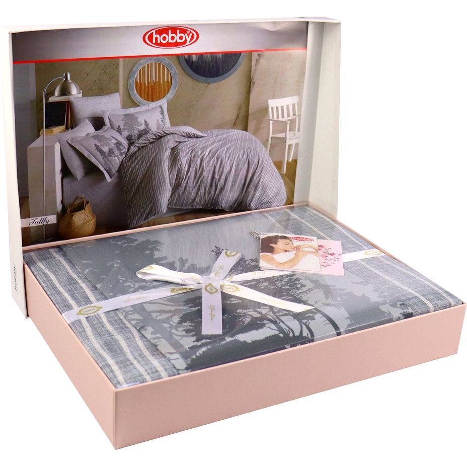 Комплект постельного белья Hobby Poplin Tully евростандарт серый (77352_2,0) - фото 4