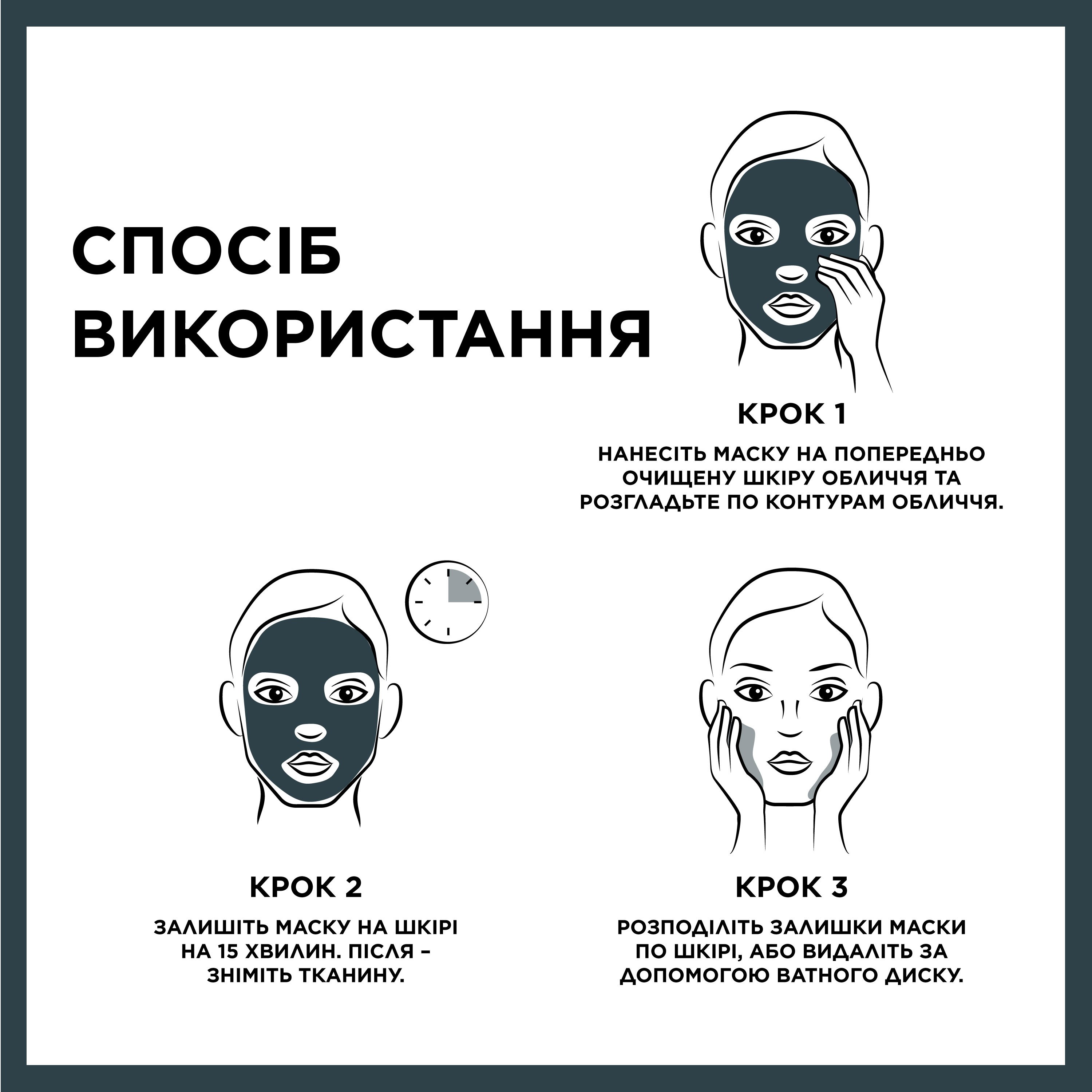 Чорна Тканинна маска Garnier Skin Naturals Очищаюче Вугілля і Чорні водорості, 28 г (C5934400) - фото 4