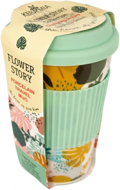 Чашка Keramia Flower story, із силіконовою кришкою, 440 мл, бірюзовий (21-279-123) - фото 5