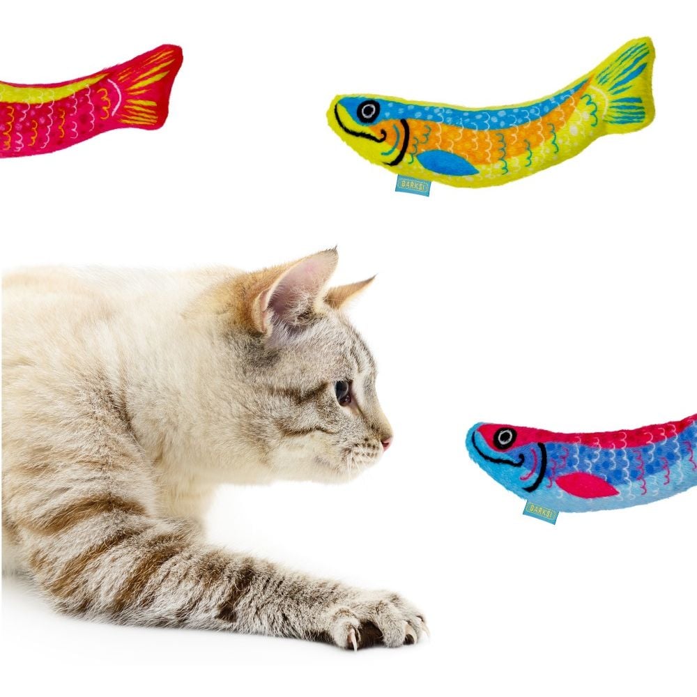 Іграшка для котів Barksi Веселі рибки з котячою м'ятою та дзвіночком 16.5 см 3 шт. - фото 8