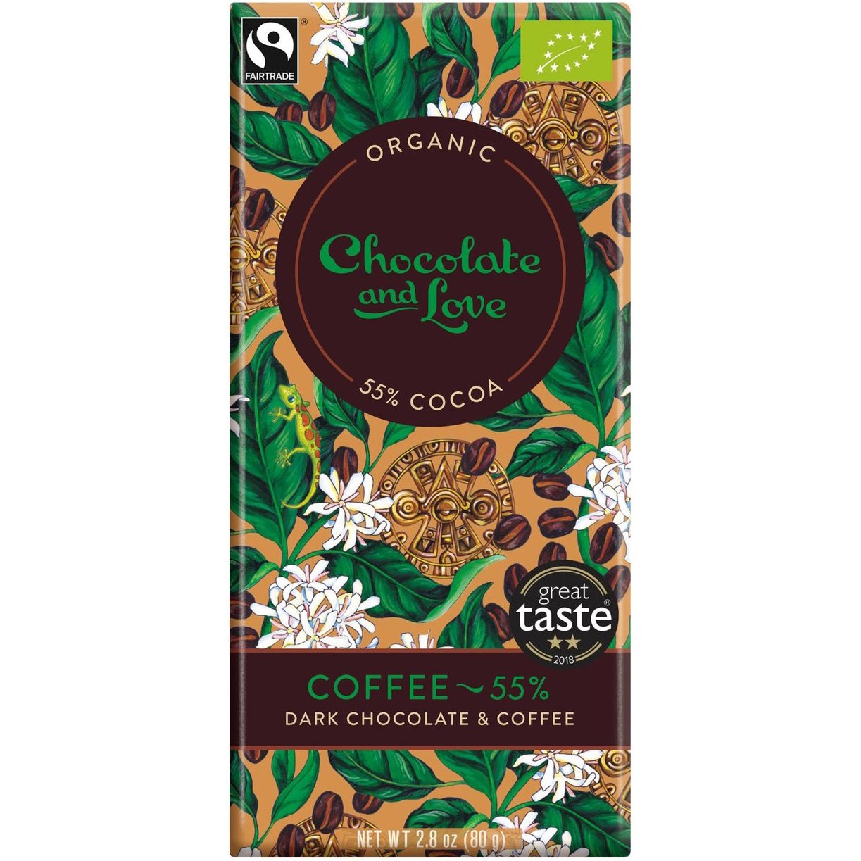 Органічний чорний шоколад з кавою Chocolate and Love 55% какао 80 г - фото 1