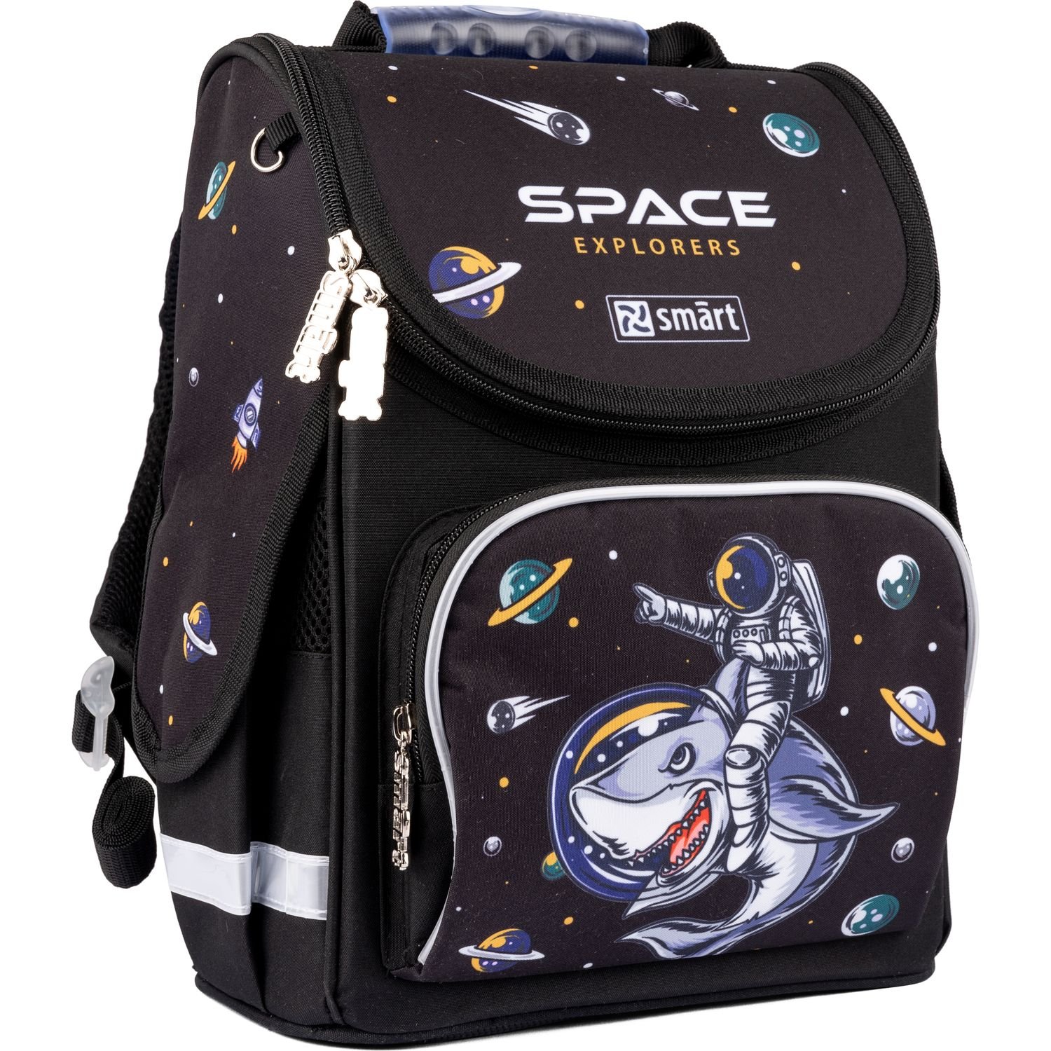 Рюкзак шкільний каркасний Smart PG-11 Space Explorers, чорний (559005) - фото 1