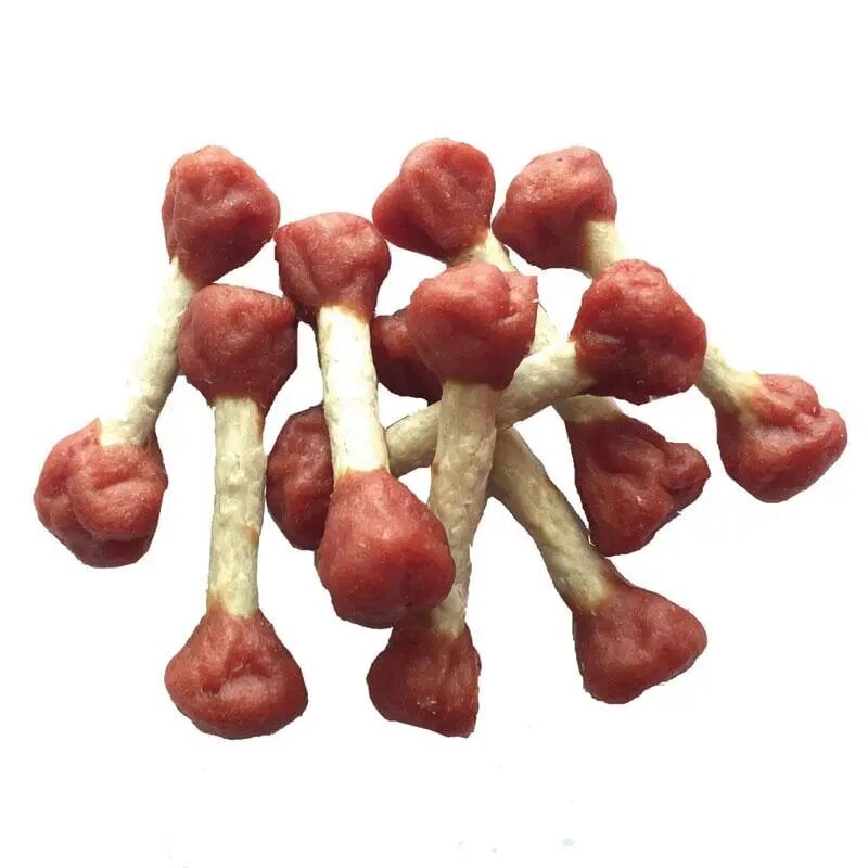 Ласощі для собак Lucky star Гантельки з м'яким м'ясом качки на пресованій кістці, 6 см, 200 г (RM039S) - фото 1