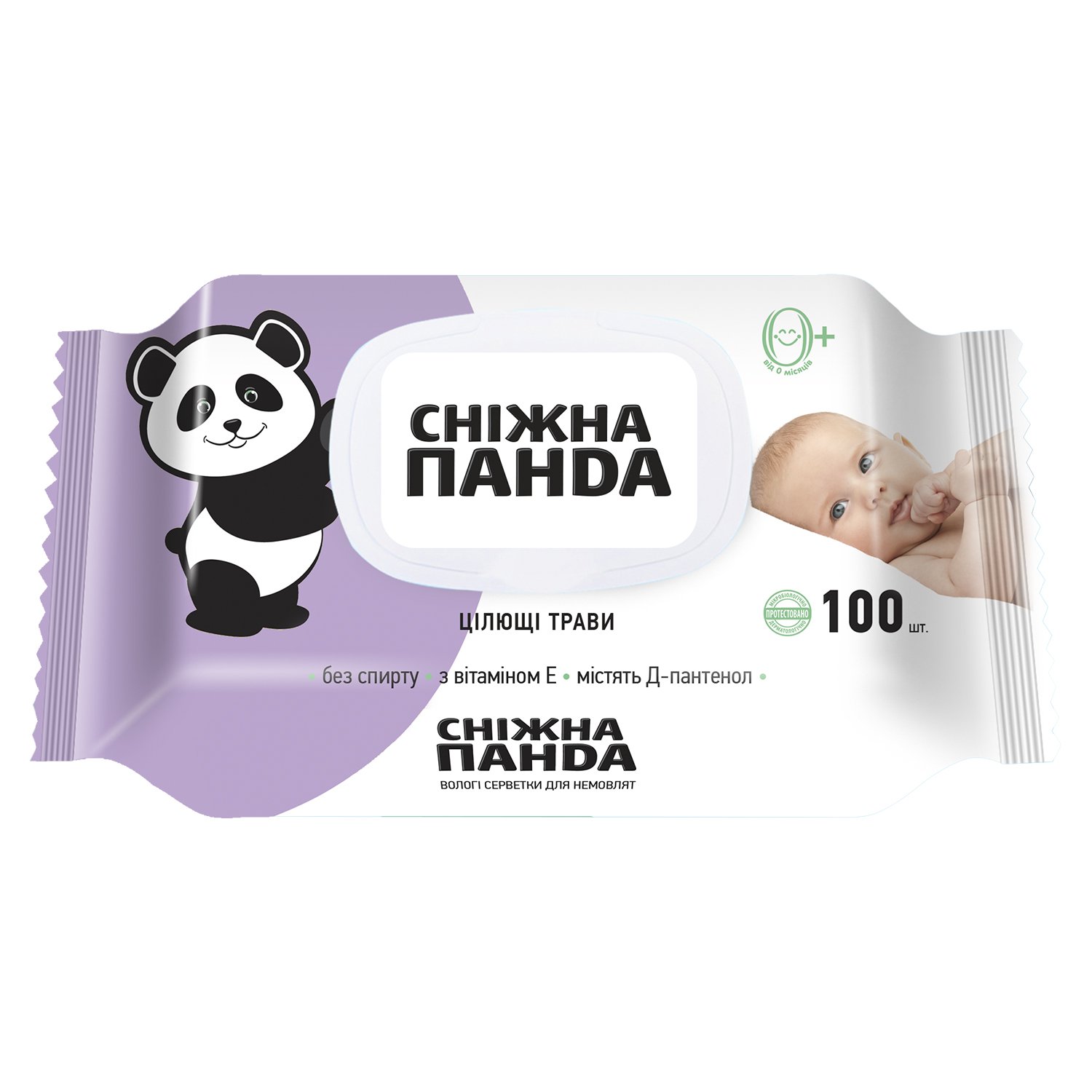 Photos - Baby Hygiene Snow Panda Вологі серветки для немовлят Снігова Панда Цілющі трави, 100 шт. 