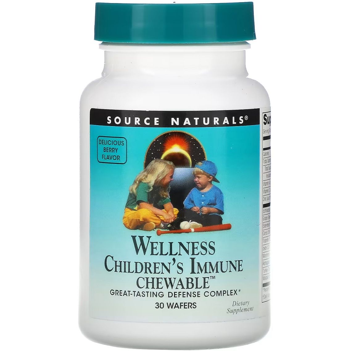 Детские жевательные витамины Source Naturals Wellness Children's Immune Chewable со вкусом ягод 30 пластинок - фото 1