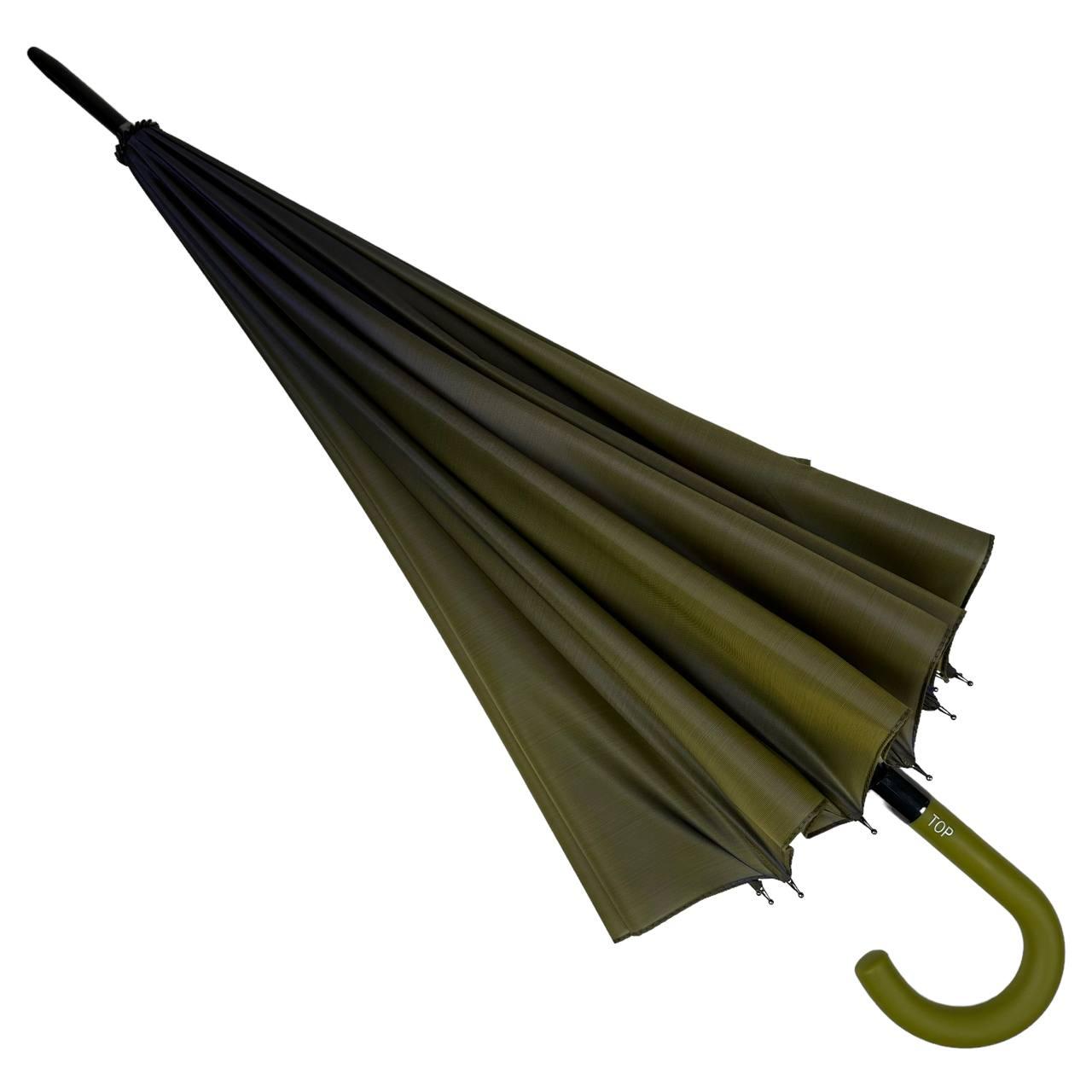 Жіноча парасолька-палиця напівавтомат Toprain 102 см оливкова - фото 4