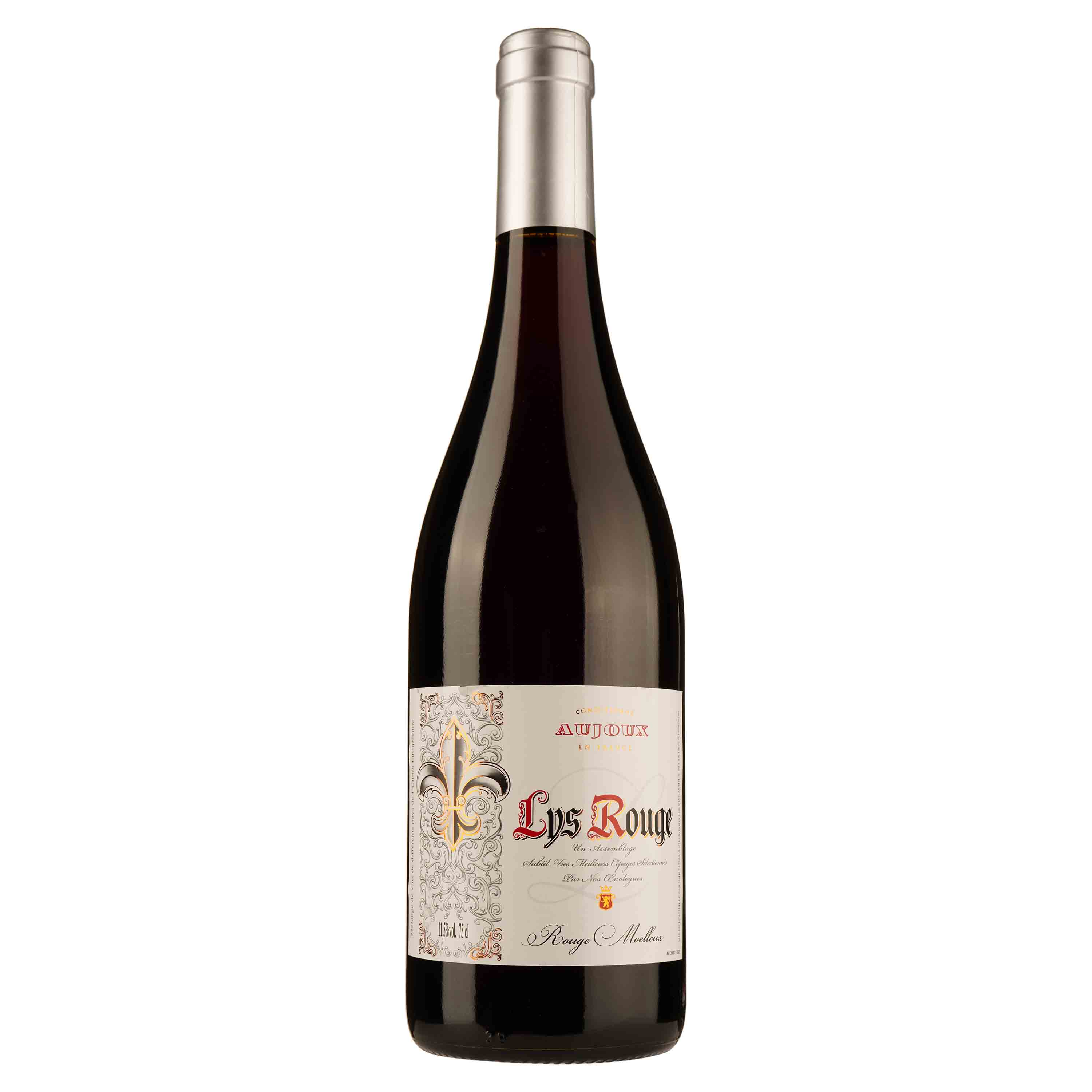 Вино Aujoux Lys Rouge, червоне, напівсолодке, 11,5%, 0,75 л (665247) - фото 1