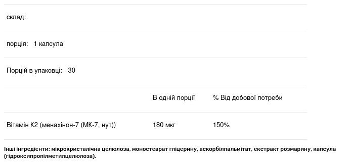 Вітамін K2 Dr. Mercola Vitamin K2 30 капсул - фото 3
