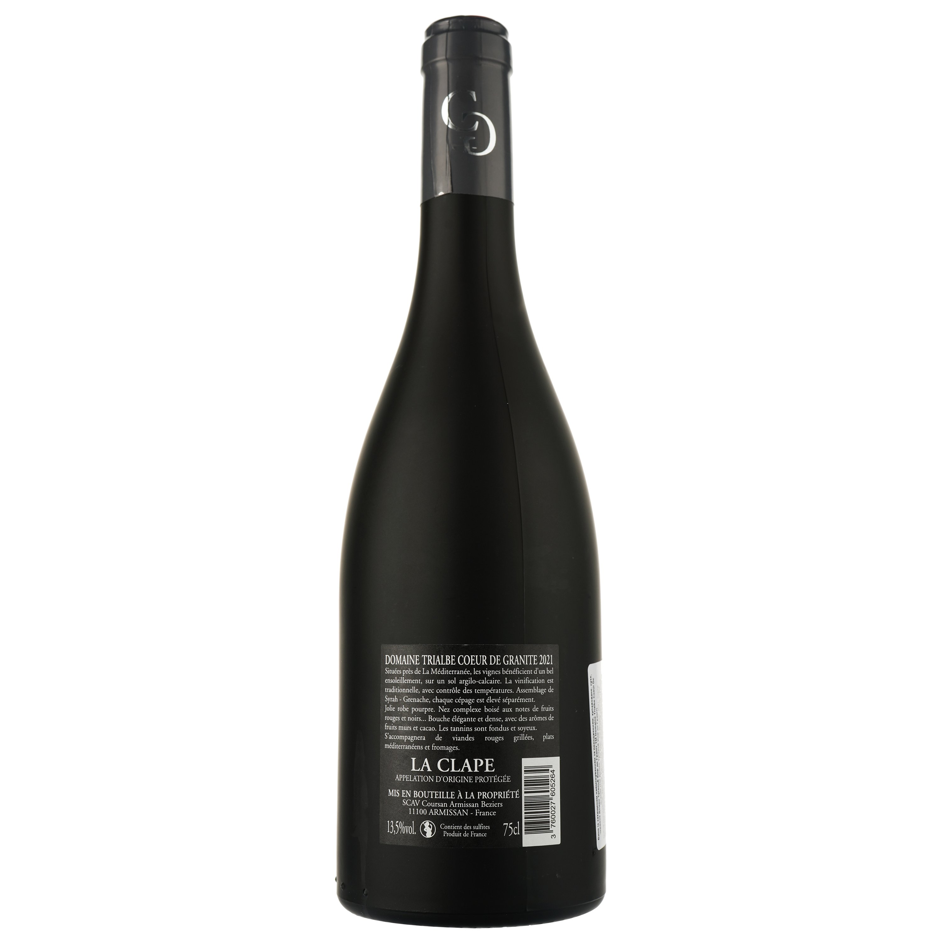 Вино Domaine Trialbe Coeur De Granite 2021 AOP La Clape, червоне, сухе, 0,75 л - фото 2