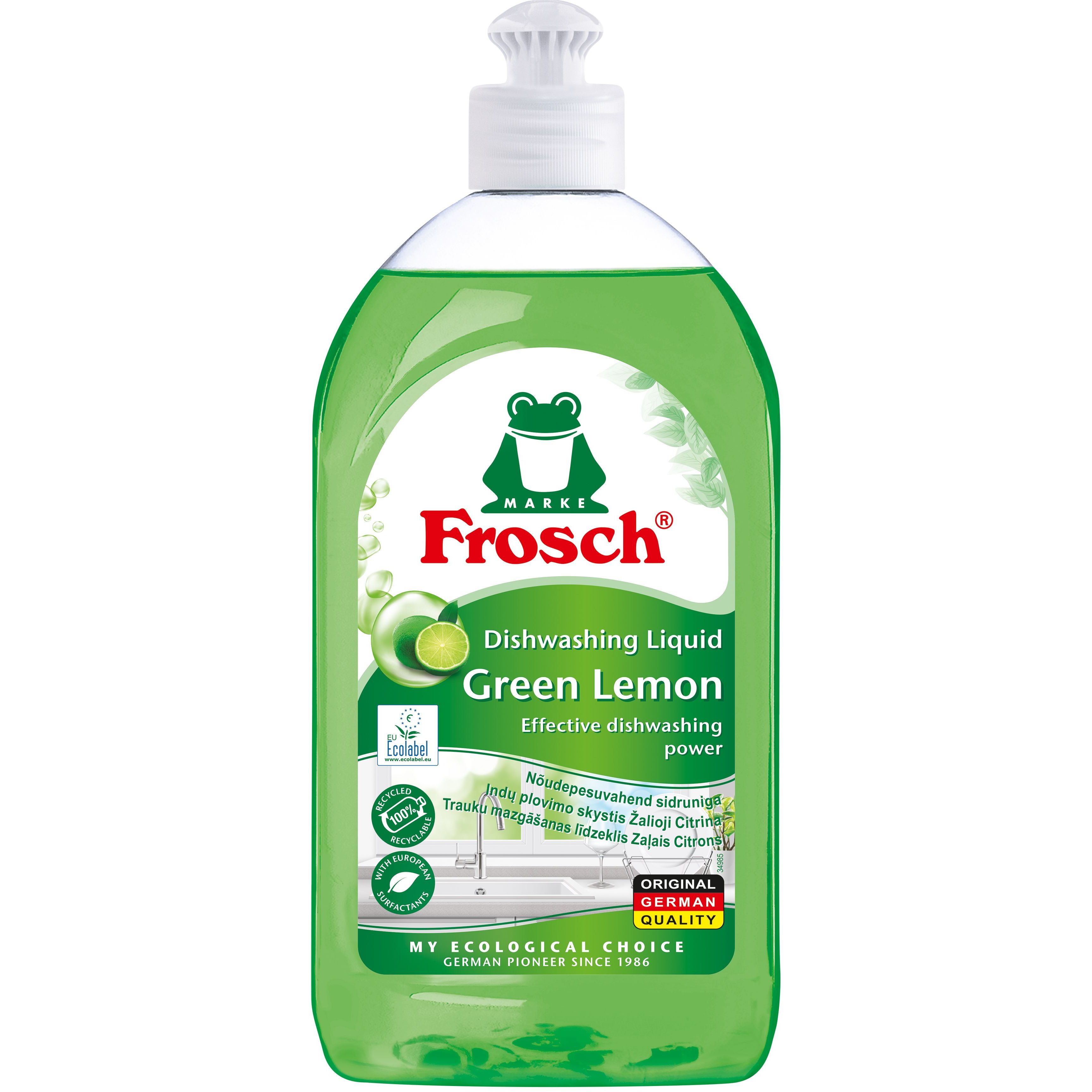 Фото - Ручное мытье посуды Frosch Засіб для миття посуду  Зелений лимон 500 мл 