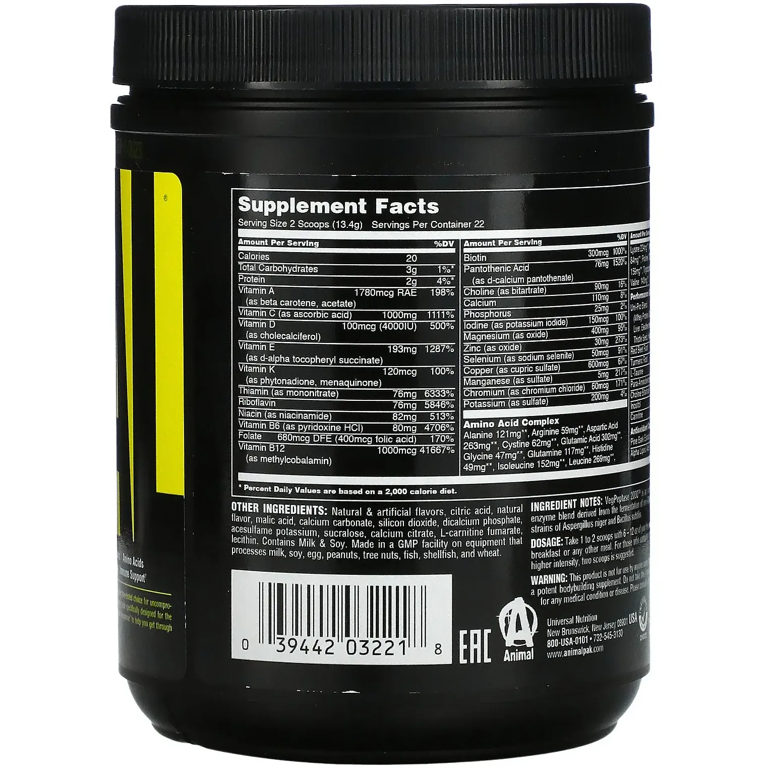 Витаминно-минеральный комплекс Universal Nutrition Animal Pak Powder Апельсин 295 г - фото 2