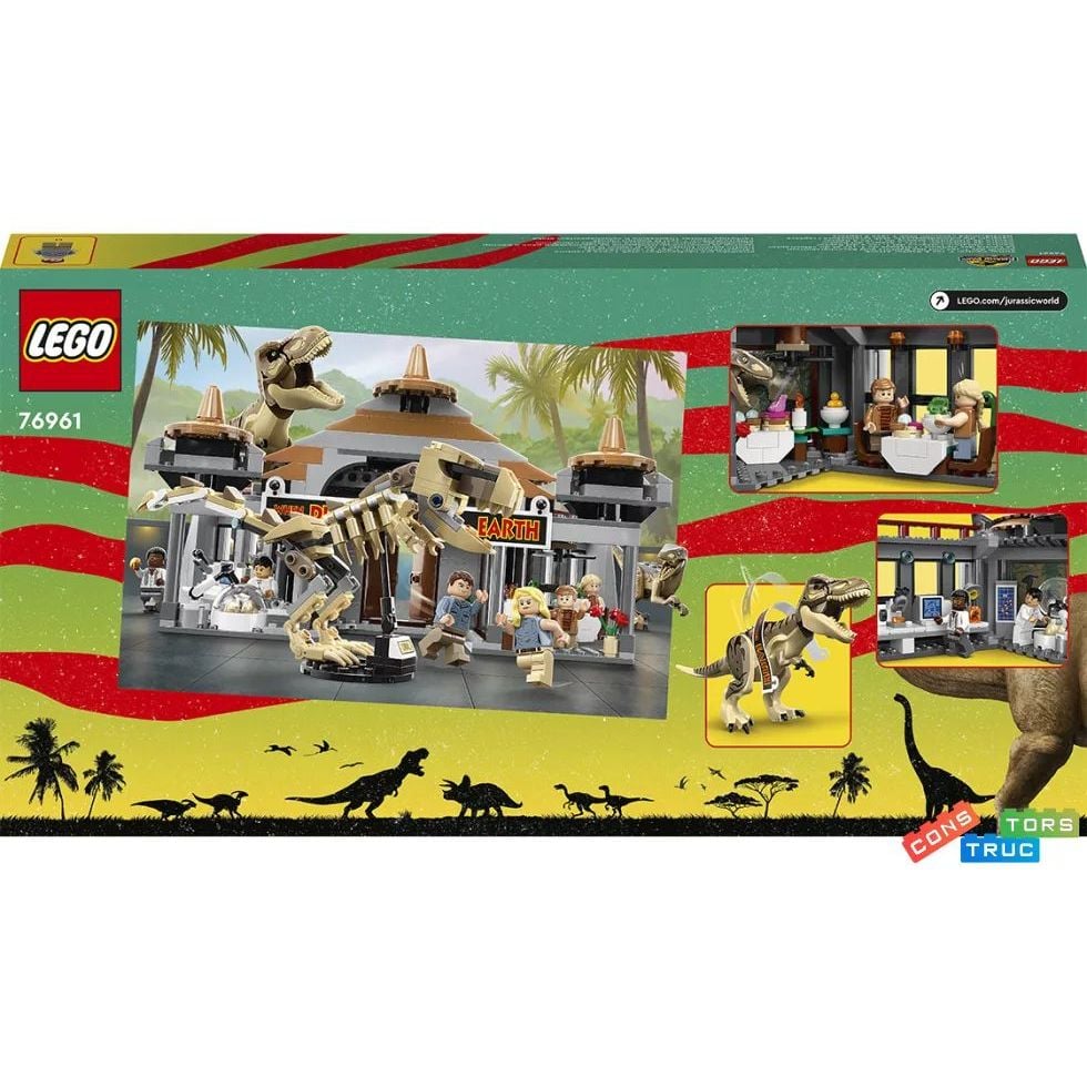 Конструктор LEGO Jurassic World Центр для відвідувачів: Атака тиранозавра та раптора, 693 деталі (76961) - фото 2