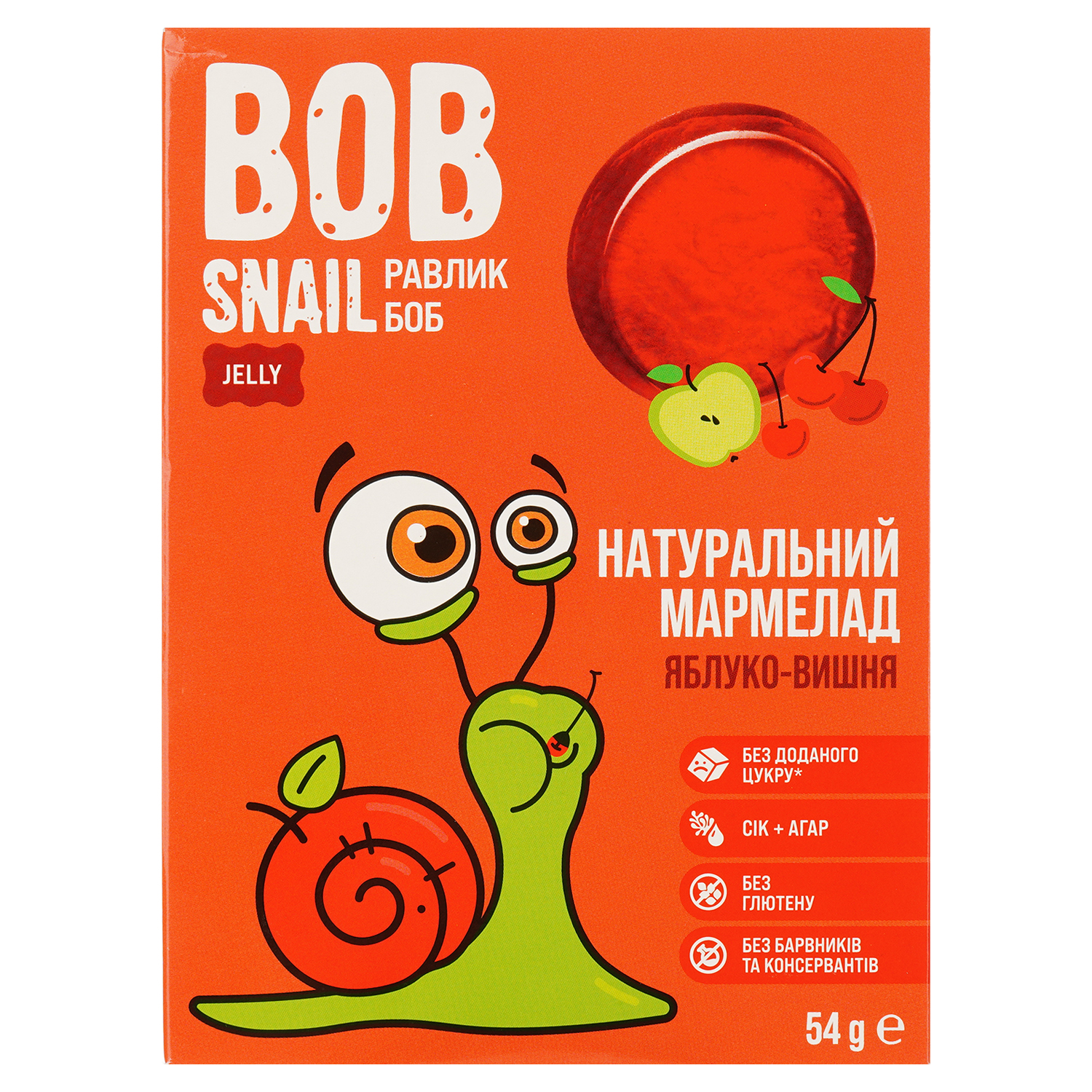 Фруктово-ягідний мармелад Bob Snail Яблуко-Вишня 54 г - фото 1
