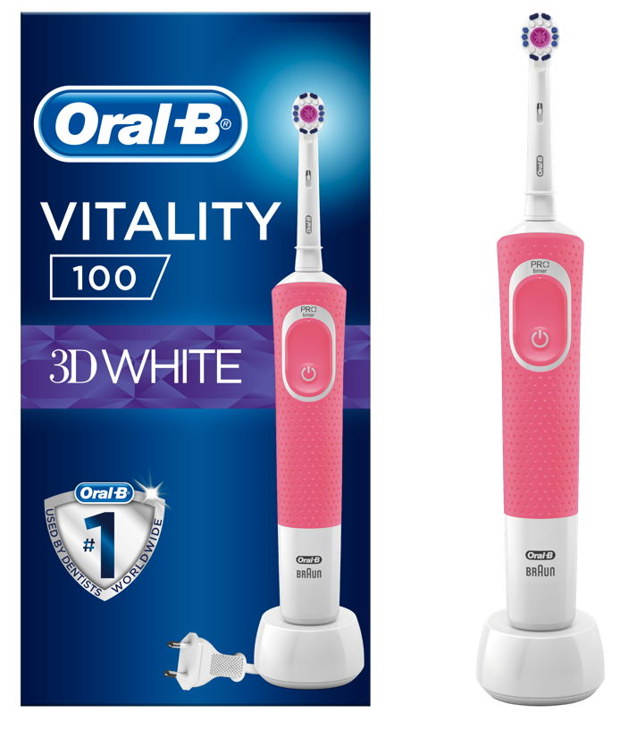 Электрическая зубная щетка Oral-B Vitality 3D White/D100, розовый - фото 1