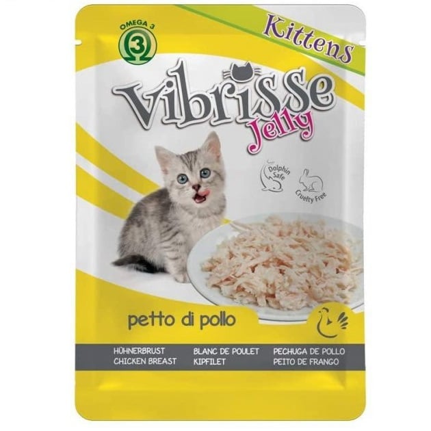 Вологий корм для кошенят Vibrisse Jelly, Куряча грудинка в желе, 70 г (C1018991) - фото 1