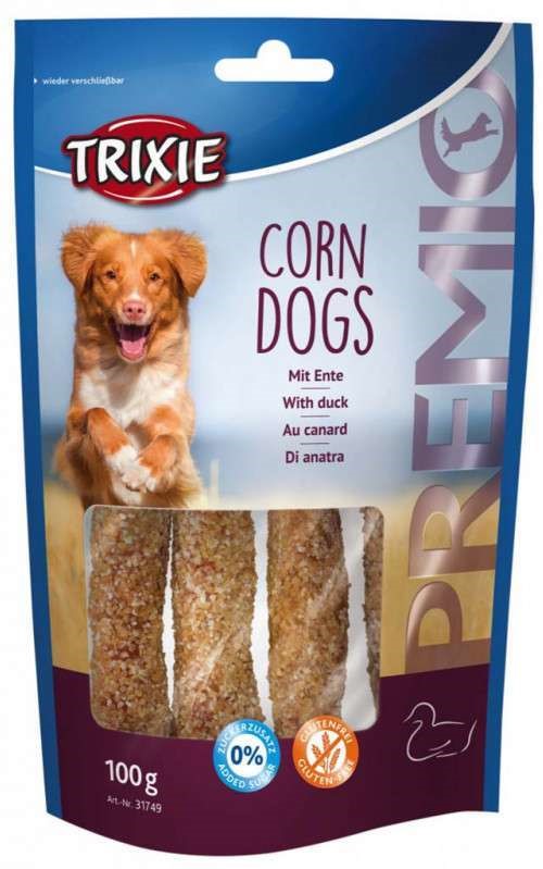 Ласощі для собак Trixie Premio Corn Dogs, з качкою, 4 шт., 100 гр - фото 1