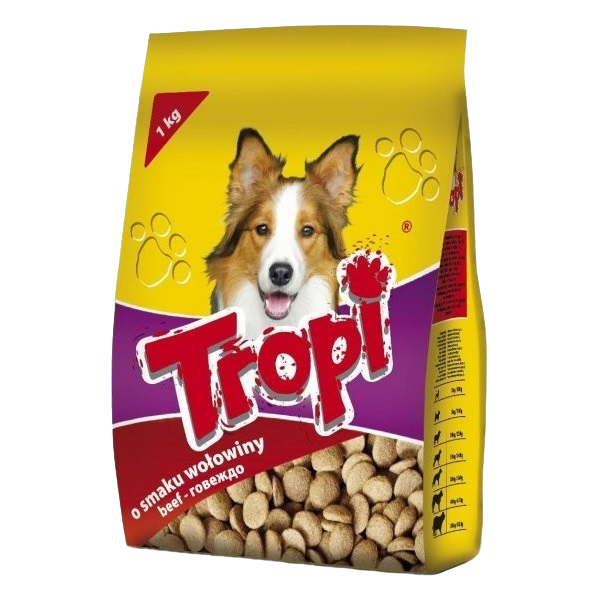 Сухий корм для дорослих собак Tropi, з яловичиною, 1 кг - фото 1