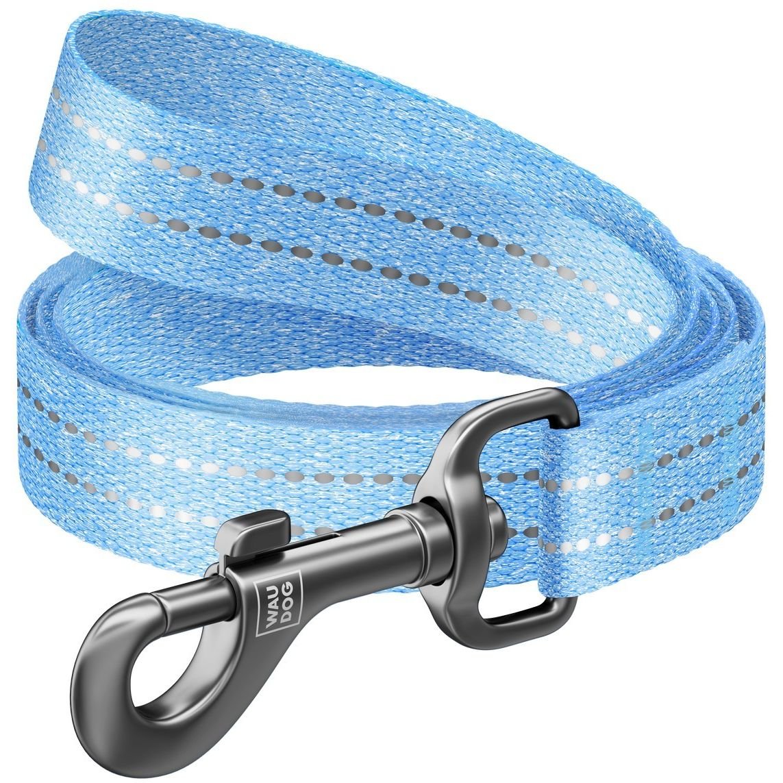 Повідець для собак Waudog Re-cotton, світловідбивний, S, 300х1,5 см, блакитний - фото 1