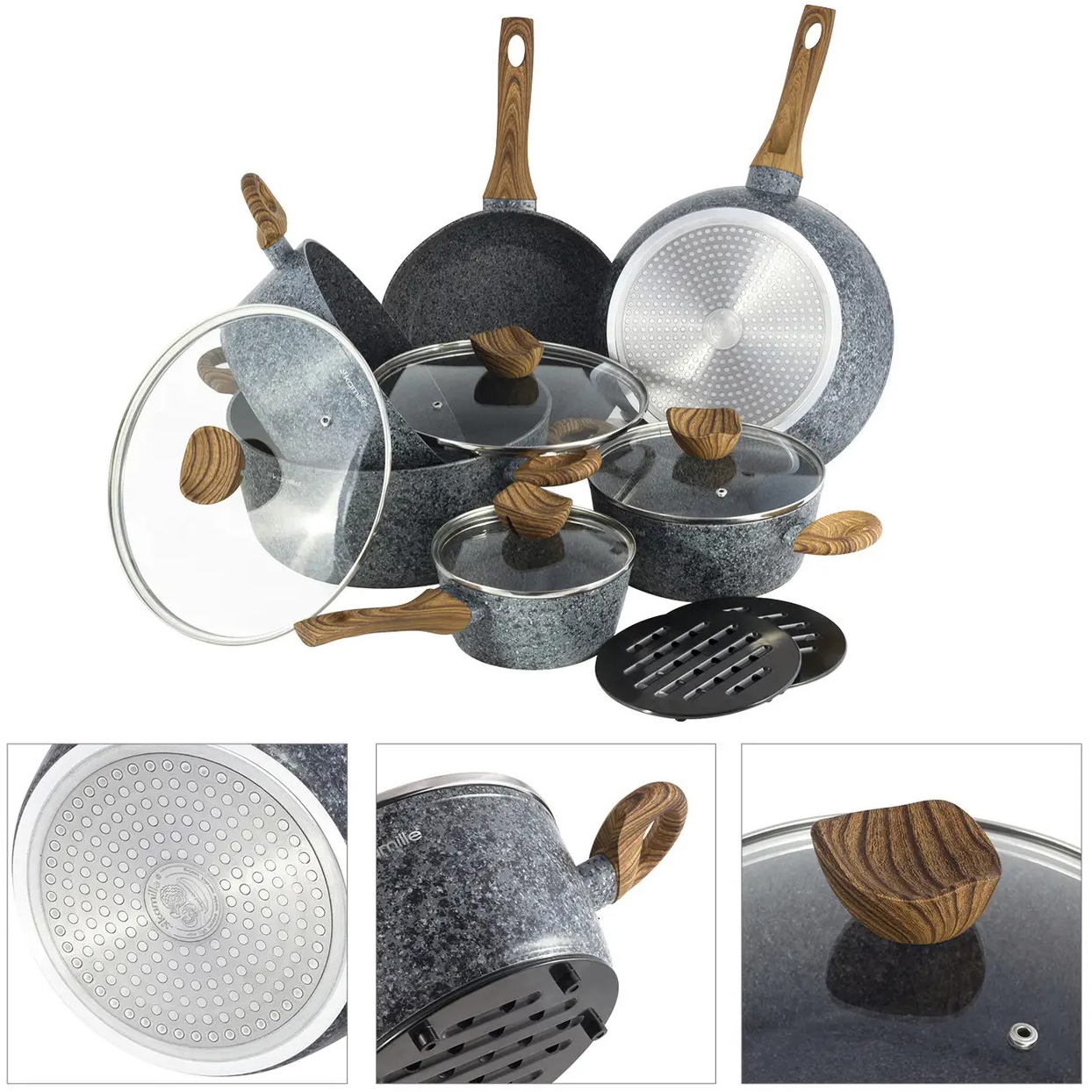Набор посуды Kamille: ковш и 3 кастрюли с крышками, сковорода, сотейник (KM-4440) - фото 9