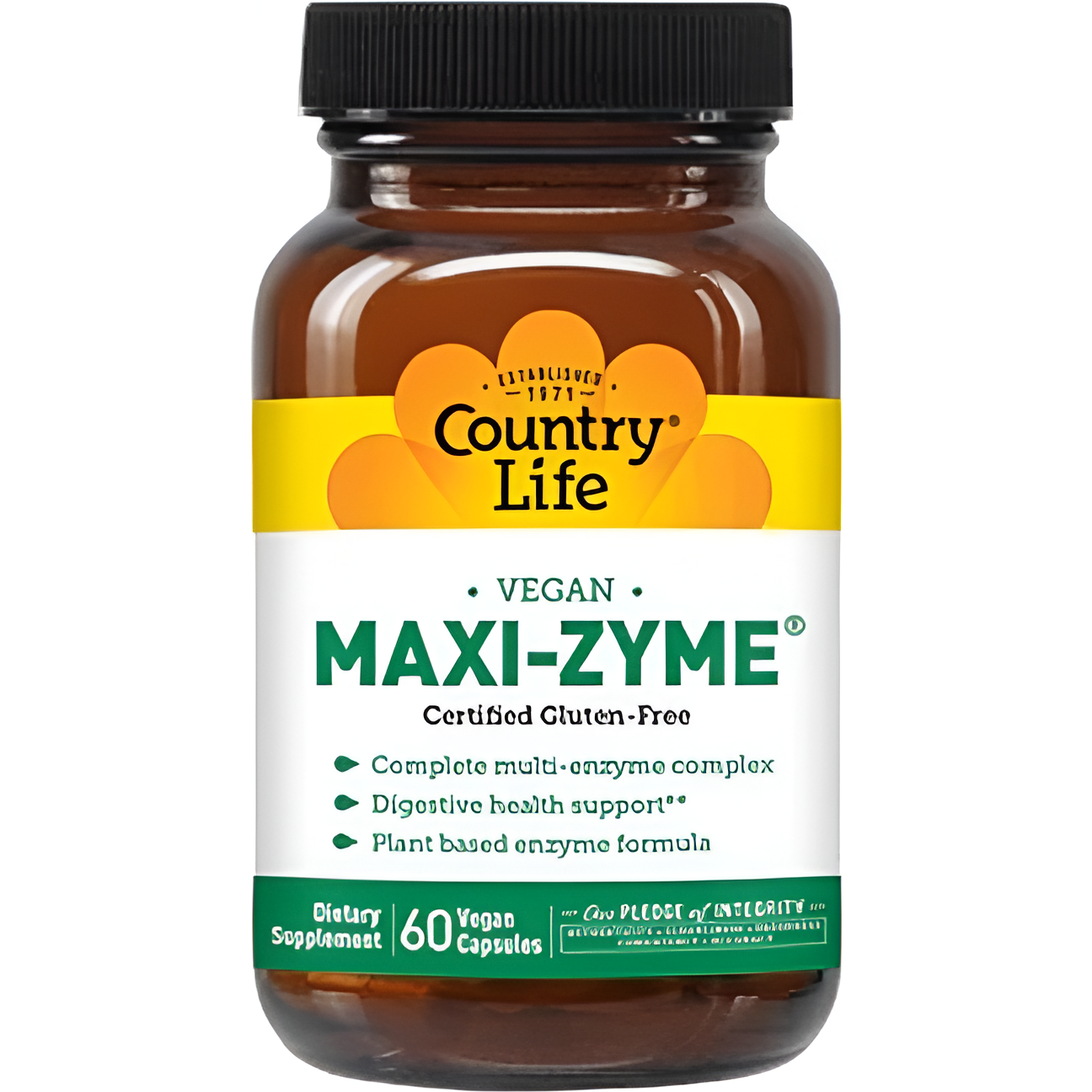 Мультиферментная добавка Country Life Maxi-Zyme Caps 60 вегетарианских капсул - фото 1