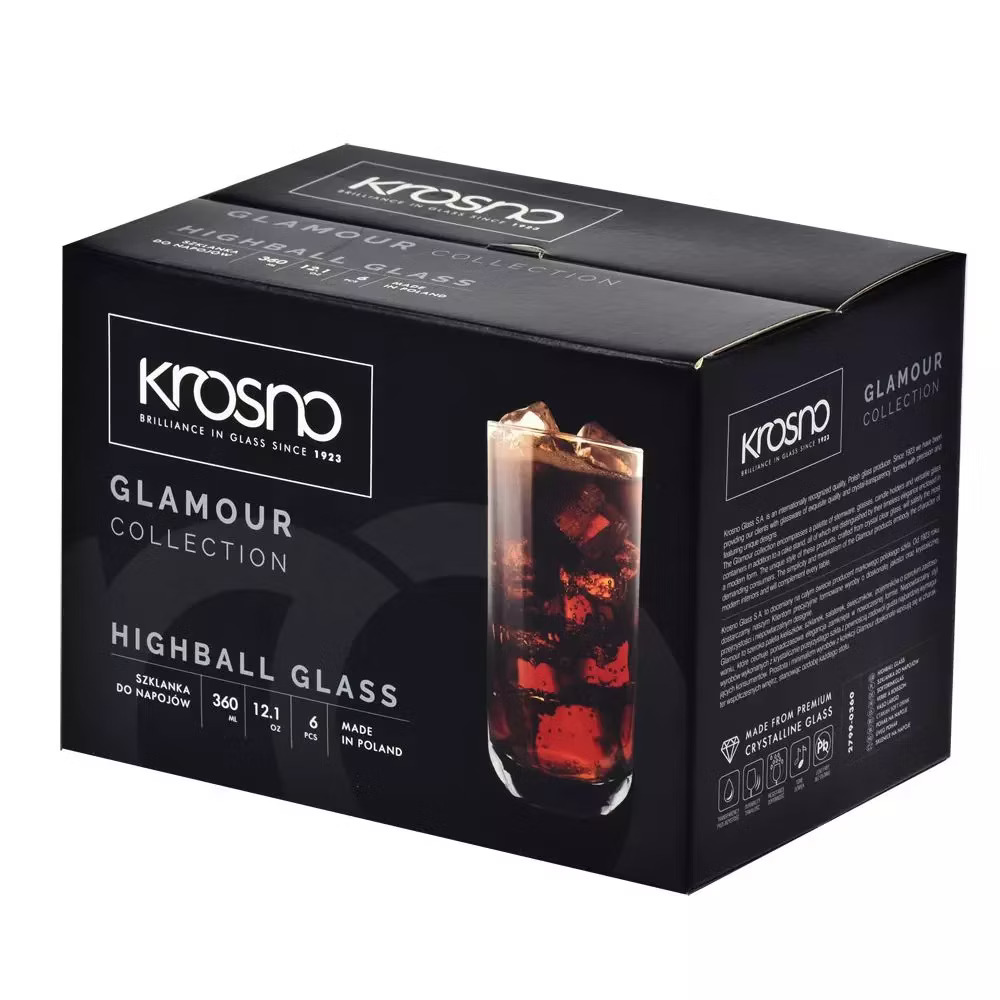 Набір високих склянок Krosno Glamour, скло, 360 мл, 6 шт. (876993) - фото 3