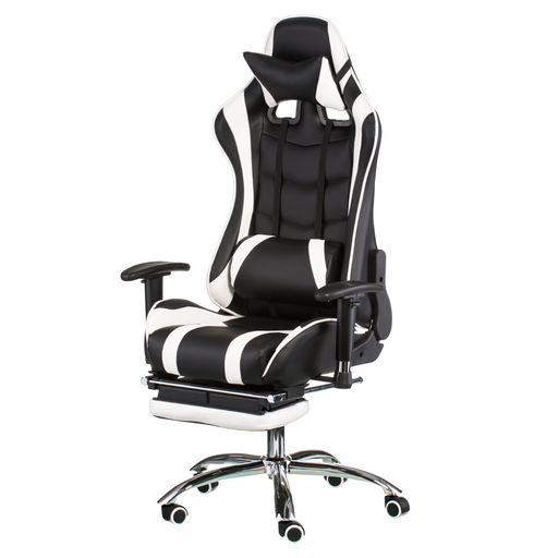 Геймерское кресло Special4you ExtremeRace с подставкой для ног черное с белым (E4732) - фото 1