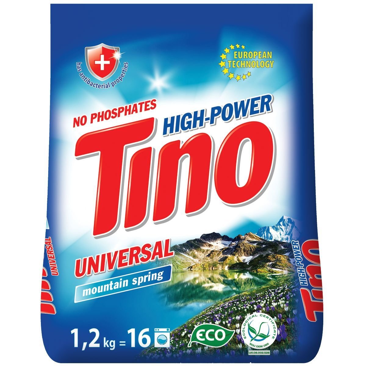 Фото - Стиральный порошок Порошок пральний Tino High-Power Universal Mountain spring, 1,2 кг