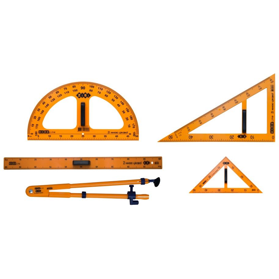 Комплект измерительных приборов ZiBi Teacher для школьной доски 5 предметов желто-оранжевый (ZB.5699) - фото 2