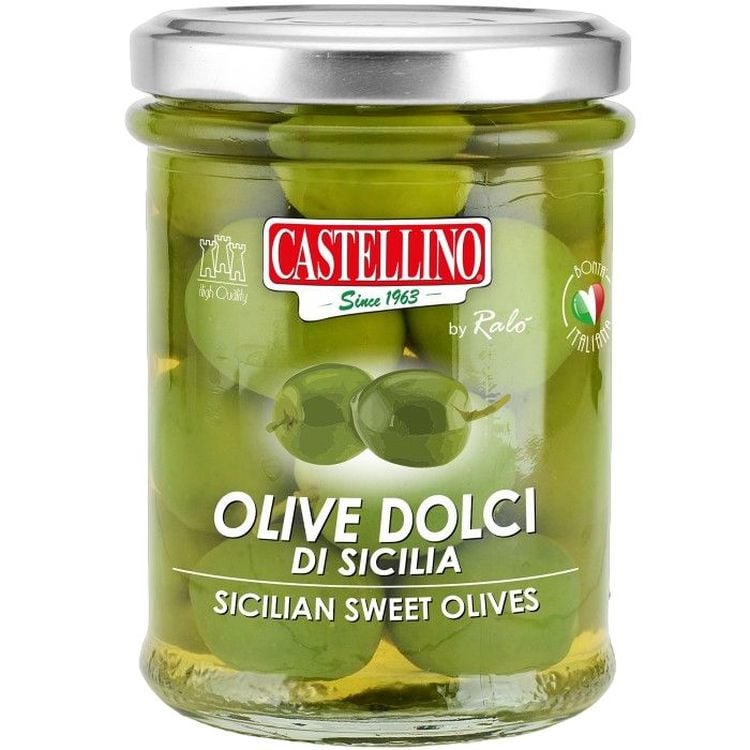 Оливки зеленые Castellino Вердолина сладкие из Сицилии 180 г - фото 1