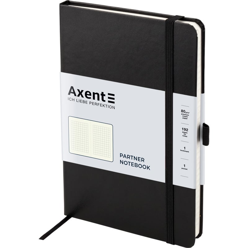 Книга записна Axent Partner A5- в клітинку 96 аркушів чорна (8201-01-A) - фото 2