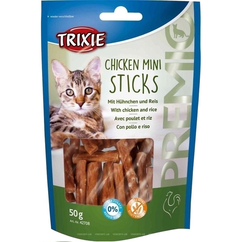Ласощі для кішок Trixie Premio Mini Sticks, з куркою та рисом, 50 г (42708) - фото 1