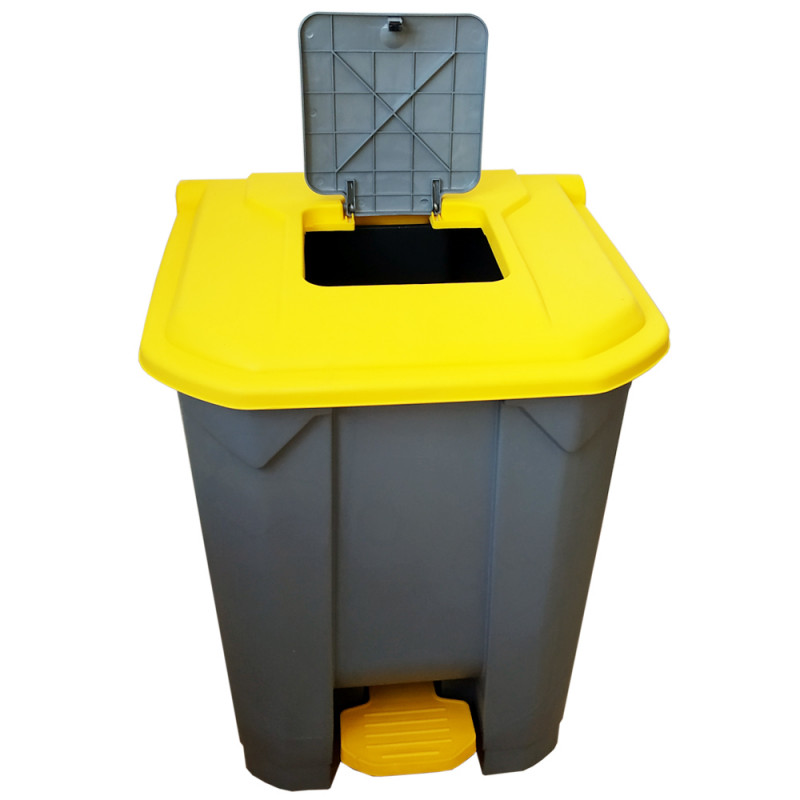 Бак для мусора Planet с педалью, 50 л, серо-желтый (UP208*) - фото 2