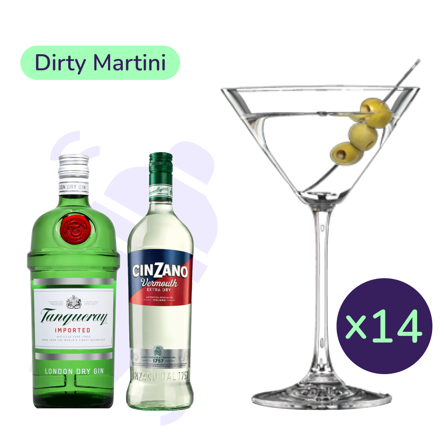Коктейль Dirty Martini (набір інгредієнтів) х14 на основі джина Tanqueray - фото 1