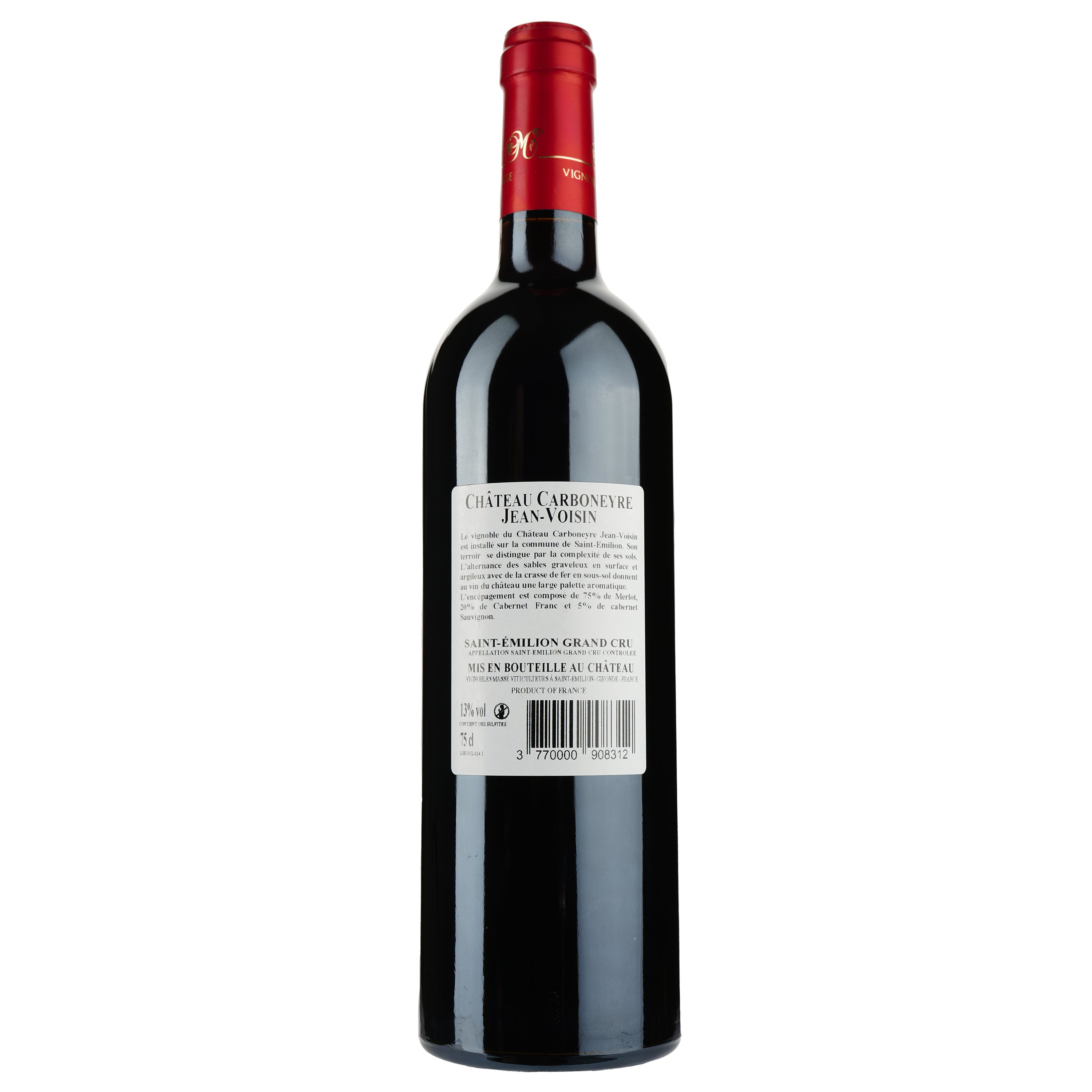 Вино Chateau Carboneyre Jean-Voisin AOP Saint-Emilion Grand Cru 2014, красное, сухое, 0,75 л - фото 2