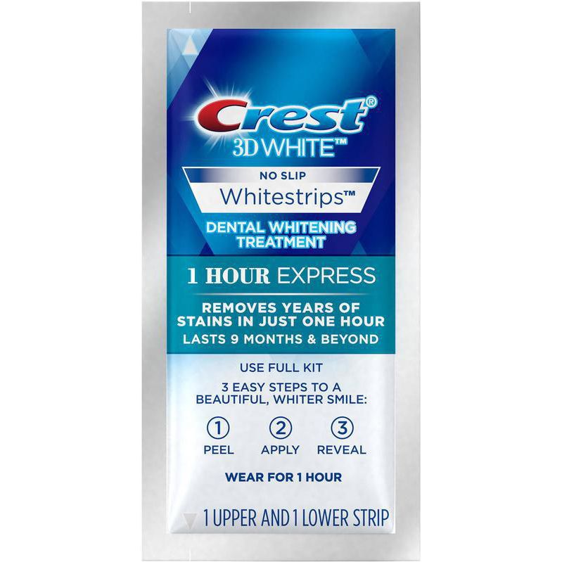 Полоски для отбеливания Crest 3D White Whitestrips 1 Hour Express 1 процедура - фото 1