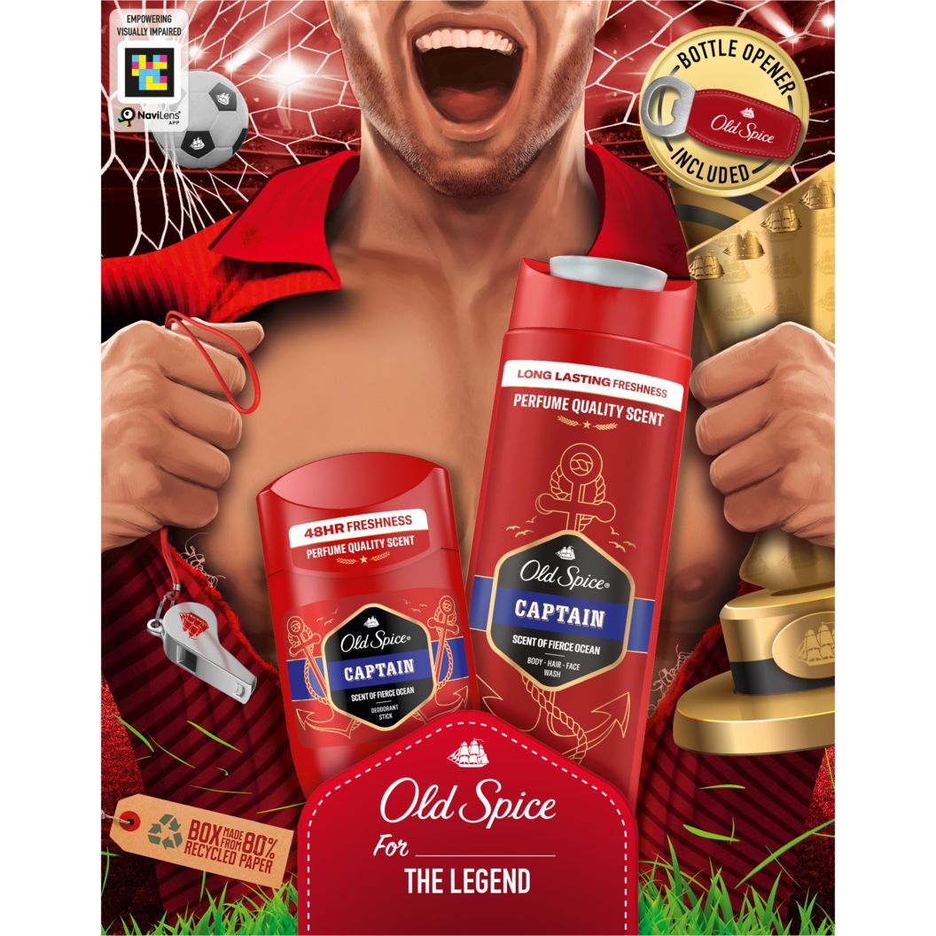 Подарочный набор Old Spice Footballer: Дезодорант-стик 50 мл + Гель для душа 3 в 1 Captain 250 мл + Открывалка для бутылок Old Spice - фото 4