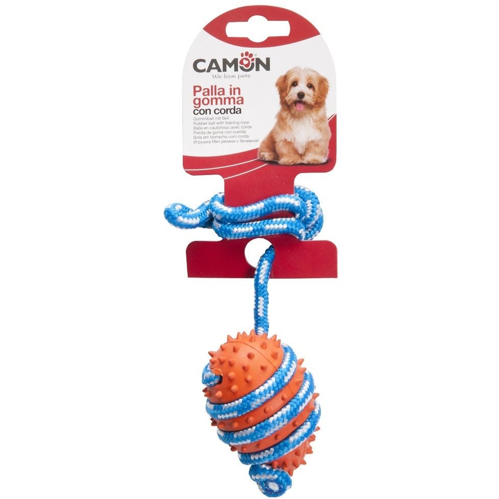 Игрушка для собак Camon мяч с веревкой, 35х7 см, в ассортименте - фото 3